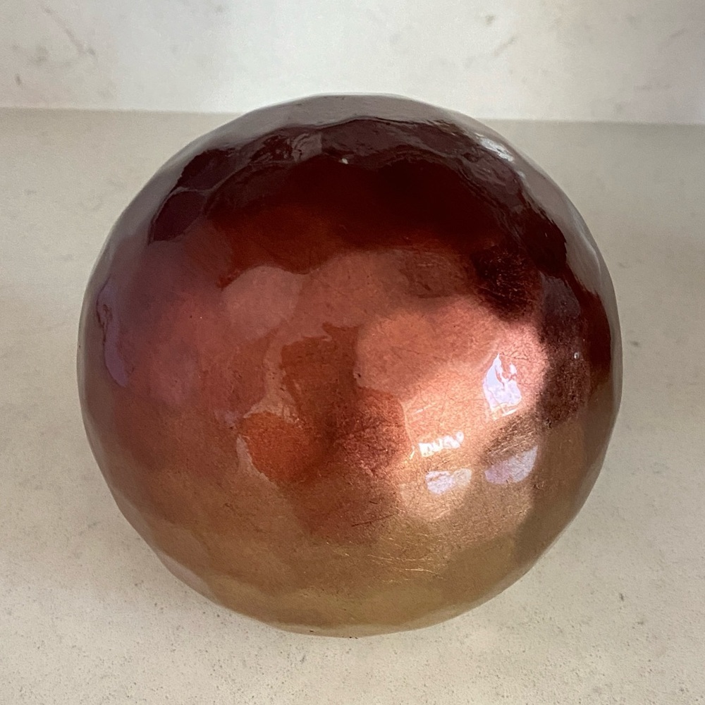 Pier 1 Imports 4" Ceramic Red Gold Black Foil Decorative Sphere Orb‎ Ball